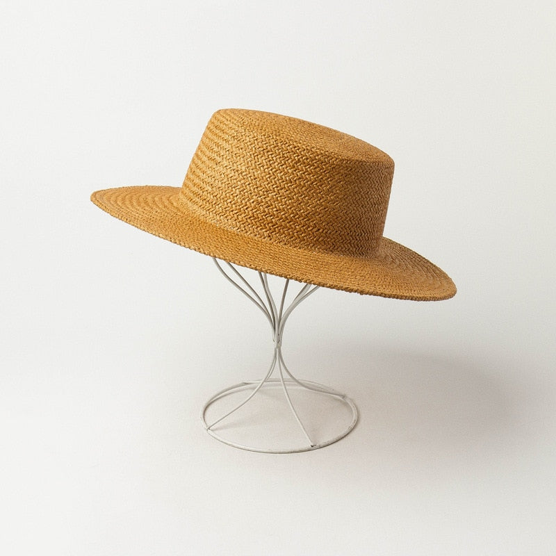 Boho Hat, Sun Hat, Beach Hat, Grass Fedora Hat, Hannah Sweet Caramel Brown - Wild Rose Boho