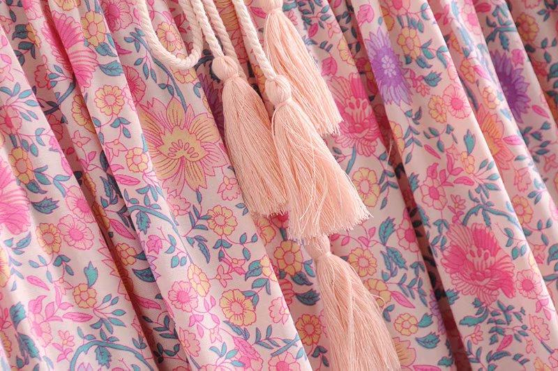Mini Dress, Boho Dress, Wild Floral in Pink - Wild Rose Boho