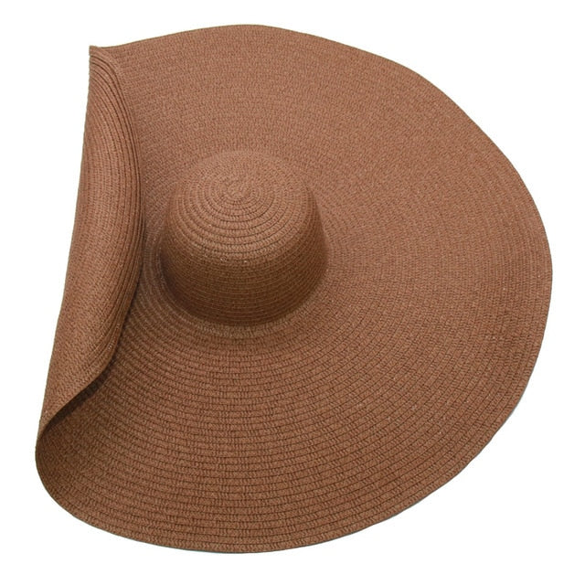Boho Hat, Sun Hat, Beach Hat, Extra Large Wide Brim, Straw Hat, Beige, White, Black and more 20 colors, (Soft, 26 cm) - Wild Rose Boho