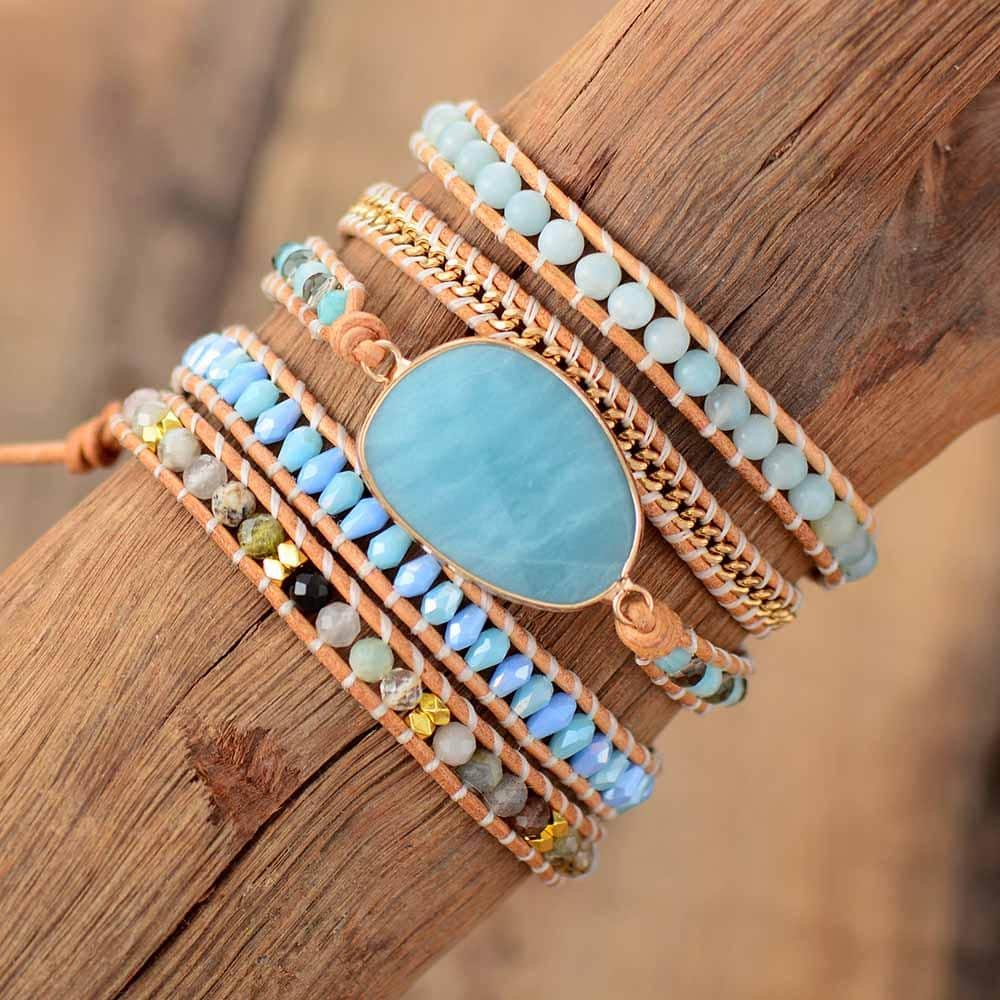 SOLD-Amazonite gold stone cuff leather wrap outlets bracelet, turquiose gold leather bracelet.