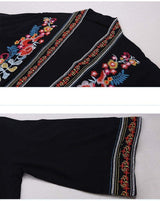 Boho Robe, Beach Robe, Cover Up, Embroidered Robe, Zinnia in Black - Wild Rose Boho