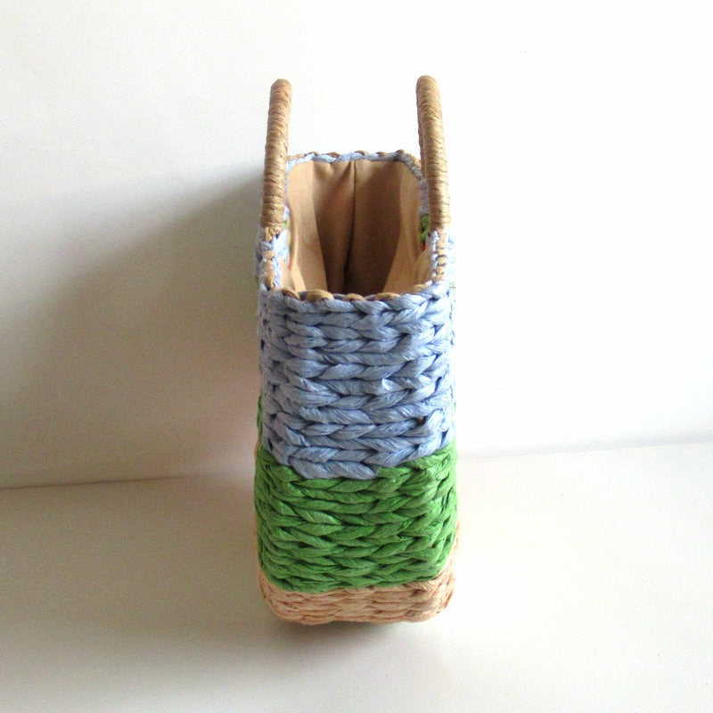 Boho Bag, Woven Rope Handbag, Alba Yellow Blue - Wild Rose Boho