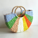 Boho Bag, Woven Rope Handbag, Alba Yellow Blue - Wild Rose Boho