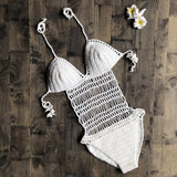 Boho Bikini Set Crochet Cover up, White, Apricot and Black - Wild Rose Boho