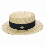 Boho Hat, Sun Hat, Beach Hat, Straw Hat, Sun Bee Black Pink - Wild Rose Boho