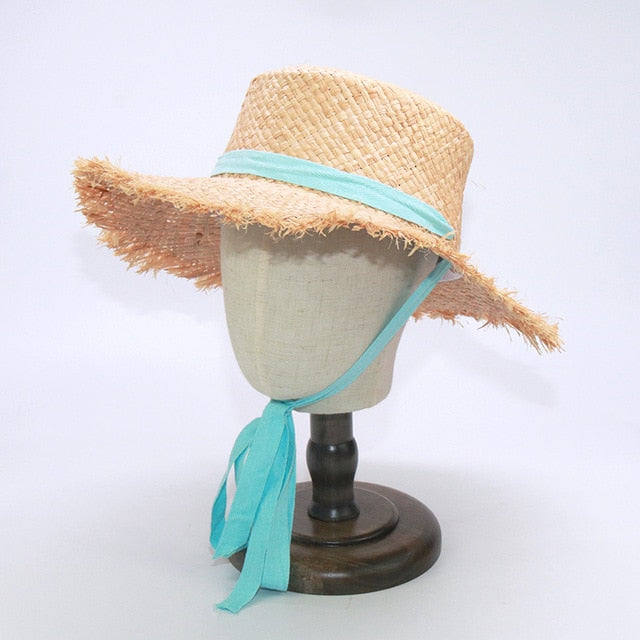Boho Hat, Sun Hat, Beach Hat, Raffia Hat, Beige Holiday - Wild Rose Boho