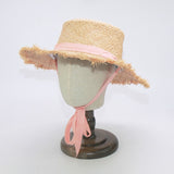 Boho Hat, Kid Hat, Sun Hat, Wide Brim Straw Hat, Little Girl Hat, Ava White Ribbon - Wild Rose Boho