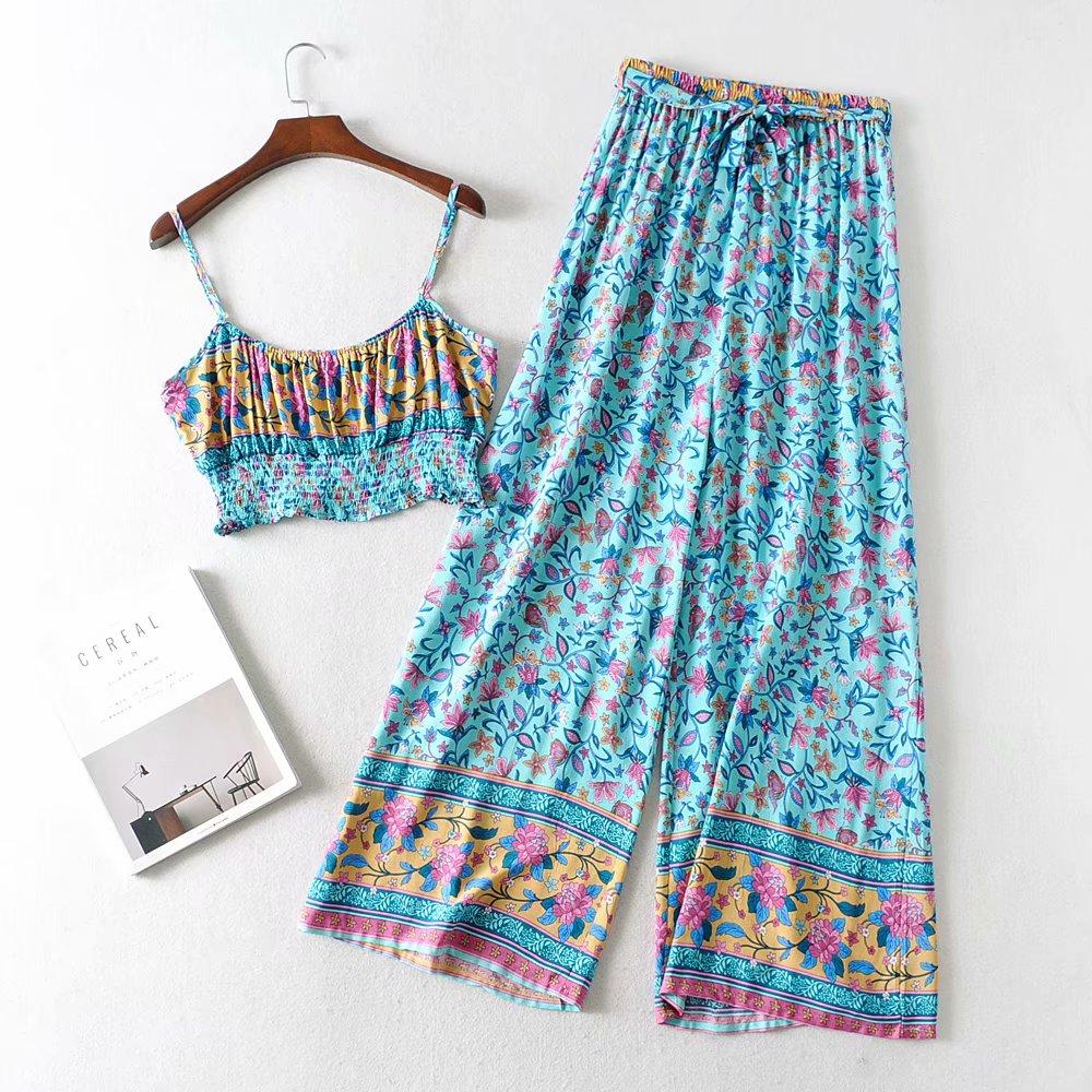 Boho Cropped Top & Pants Set main image 1