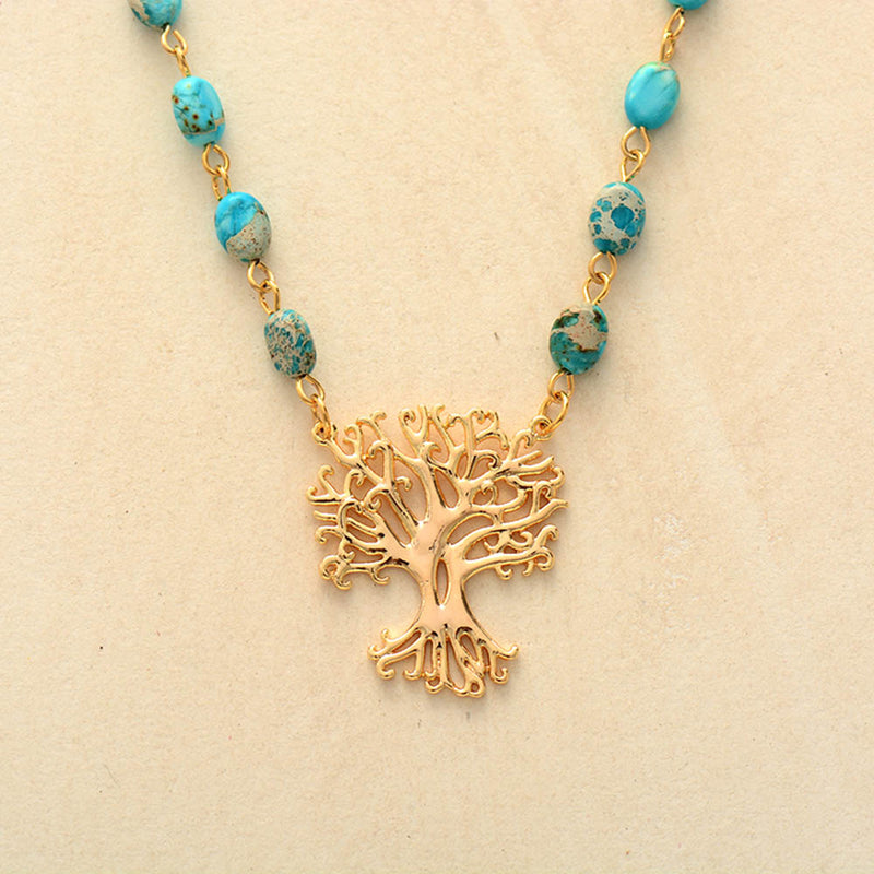 Boho Necklace, Amazonite Tree of Life