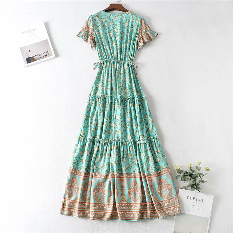 Boho Maxi Dress, Sundress, Wild Floral in Green Mint Wild Rose Boho Boho Maxi Dress, Sundress, Wild Floral in Green Mint Wild Rose Boho