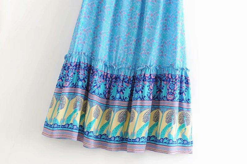 Boho Skirt, Maxi Skirt, Blue Peacock - Wild Rose Boho