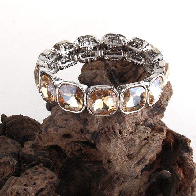 Boho Bracelet, RH Armbander Bracelet, Silver Crystal