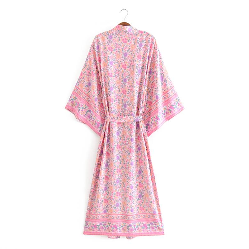 Boho Robe, Kimono Robe, Wild Floral in Pink - Wild Rose Boho