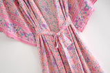 Boho Robe, Kimono Robe, Wild Floral in Pink - Wild Rose Boho