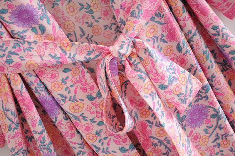 Boho Robe, Kimono Robe, Wild Floral in Pink - Wild Rose Boho