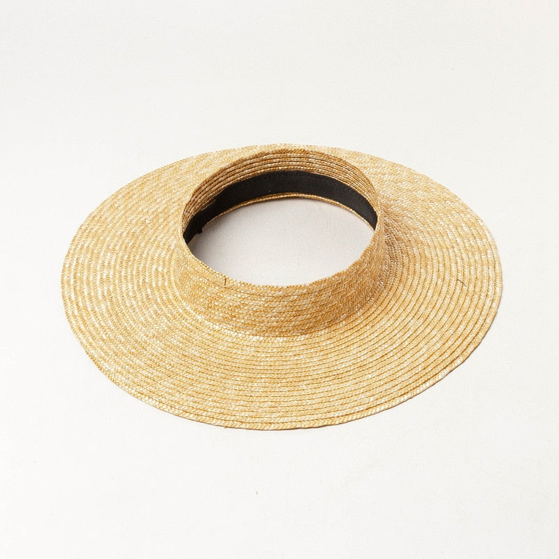 Boho Hat, Sun Hat, Beach Hat, Wide Brim Straw Hat 10 cm, Shade Visor Beige - Wild Rose Boho