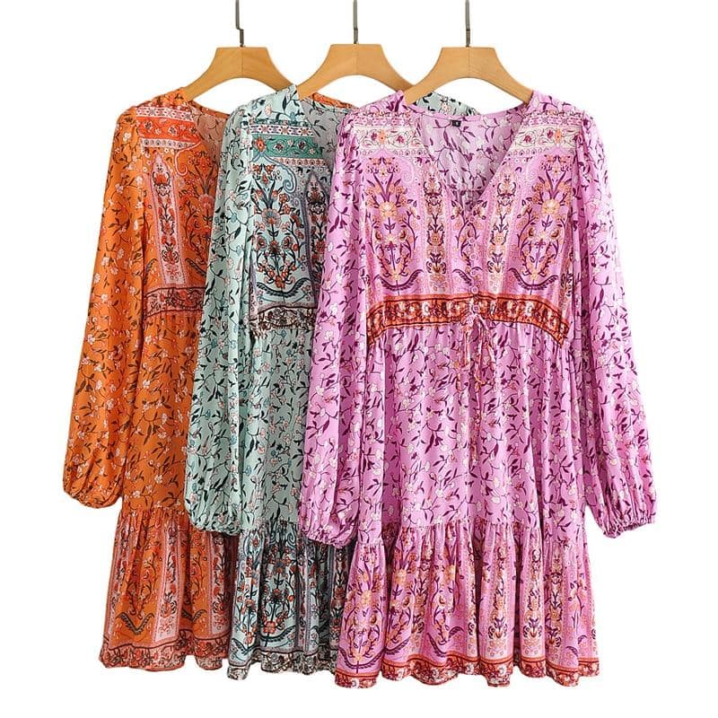 Boho Mini Dress Sundress, Vacation in Pink Fuchsia – Wild Rose Boho