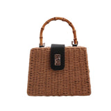 Boho Bag, Woven Straw Handbag, Rattan Maya Bamboo - Wild Rose Boho