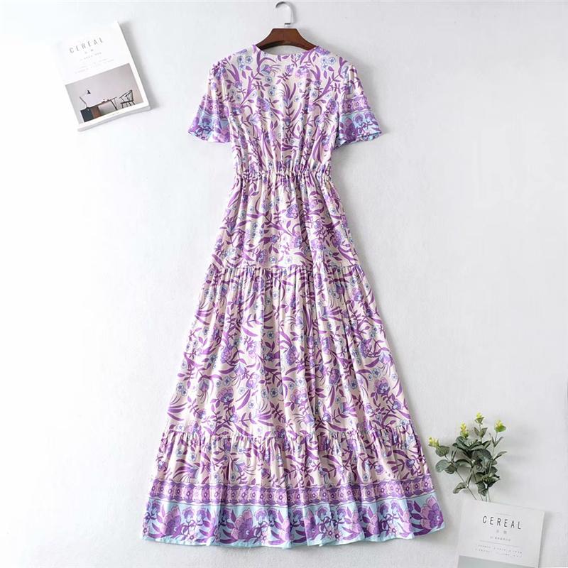 Maxi Dress, Boho Dress, Sundress, Wild Floral in Purple Lavender - Wild Rose Boho