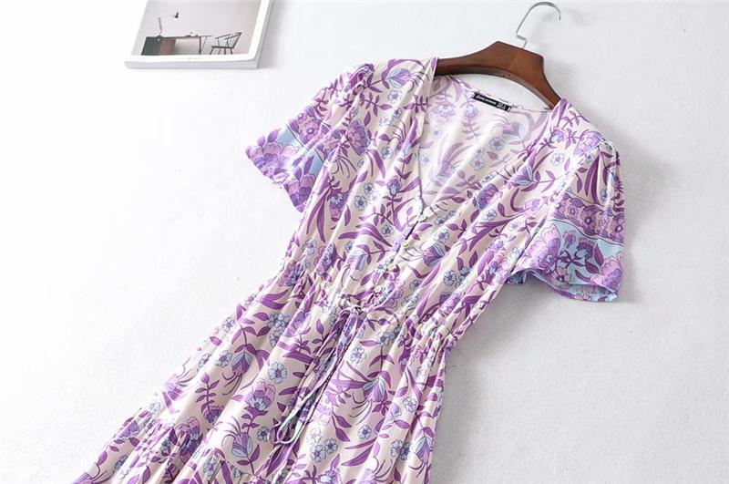lavender boho maxi dress Boho Maxi Dress, Sundress, Wild Floral in Purple Lavender pink / L