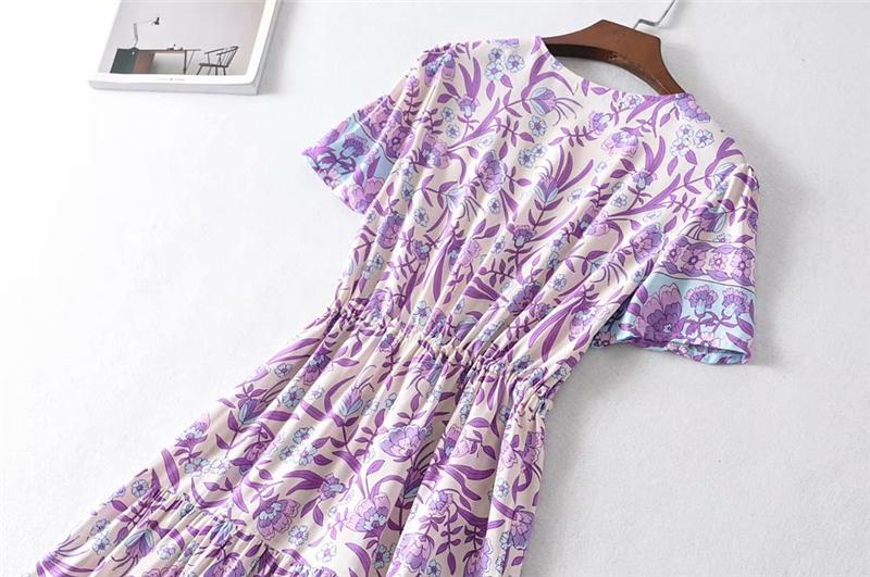 Boho Maxi Dress, Sundress, Wild Floral in Purple Lavender pink / M Boho Maxi Dress, Sundress, Wild Floral in Purple Lavender pink / M
