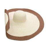Boho Hat, Sun Hat, Beach Hat, Extra Wide Brim Straw Hat (25 cm), Two Tone Black White - Wild Rose Boho