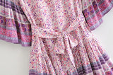Mini Dress, Boho Dress, Sundress Pink and Blue Wild Indigo - Wild Rose Boho