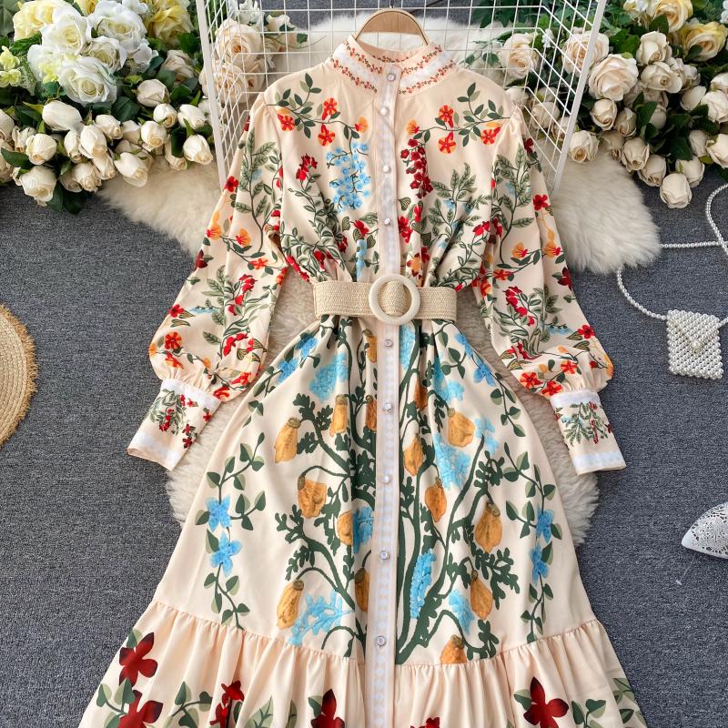 Maxi Dress, Boho Vintage Dress, Gown, White Victoria Flower Garden - Wild Rose Boho