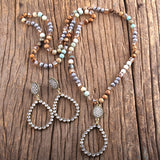 Boho Necklace, Jewelry Set, RH Amazonite Crystal Green Black Natural Stone - Wild Rose Boho