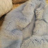 Boho Winter  Coat, Fur Coat, Faux Fox Fur, Arctic Blue