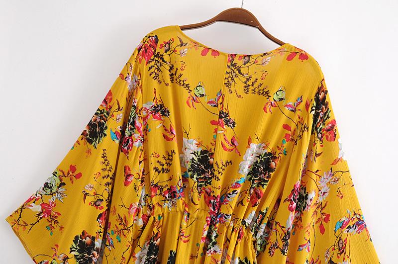 Mini Dress, Boho Dress, Sundress, Wild Floral in Yellow Butterfly - Wild Rose Boho