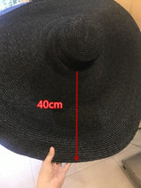 Boho Hat, Sun Hat, Beach Hat, Extra Large Wide Brim Straw Hat (45 cm) - Wild Rose Boho
