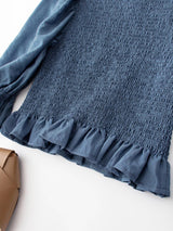 Boho 2 Piece Set, Matching Smocked Top and Mini Skirt, Blue Aegean Lorelei - Wild Rose Boho