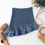Boho 2 Piece Set, Matching Smocked Top and Mini Skirt, Blue Aegean Lorelei - Wild Rose Boho