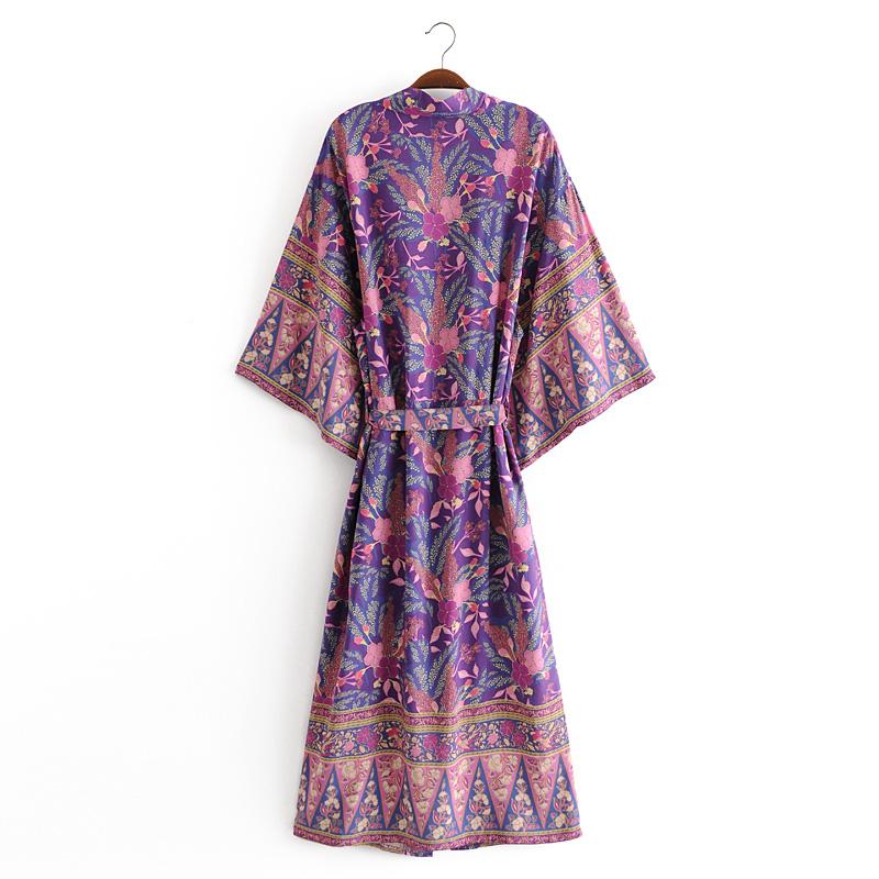 Boho Robe, Kimono Robe, Forest in Purple - Wild Rose Boho
