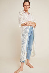 Beach Robe, Cover Up, Emilia in Black and White Lace - Wild Rose Boho