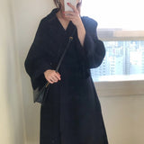 Winter Coat, Wool Coat, Long Wool Coat Women, Robe Coat Reina in Black