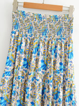 Boho Skirt, Asymmetric Maxi Skirt, Indian Blue Floral - Wild Rose Boho