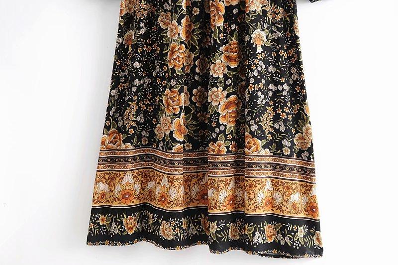 Gown Dress, Boho Maxi Dress, Loose Dress, Black Winter Rosy Wild Rose Boho Gown Dress, Boho Maxi Dress, Loose Dress, Black Winter Rosy Wild Rose Boho
