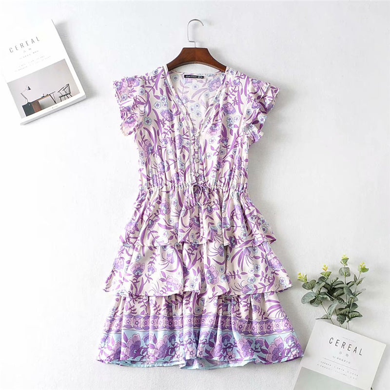 Boho Mini Dress, Sundress, Purple Lavender – Wild Rose Boho