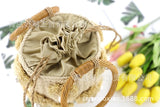 Boho Bag, Woven Straw Rope Busket Bag, Flower Busket in Brown and Ivory - Wild Rose Boho
