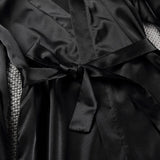 Boho Sleepwear, Satin Robe, Lourdes Black Lantern - Wild Rose Boho