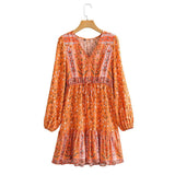 Mini Dress, Boho Dress, Sundress, Vacation in Orange Saffron - Wild Rose Boho