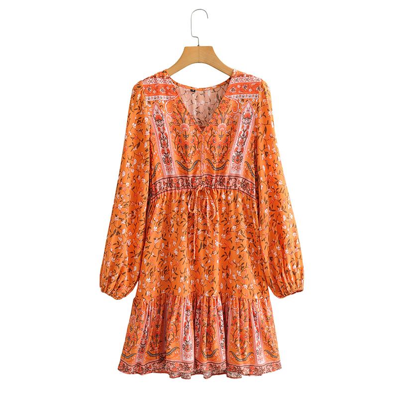 Boho Mini Dress Sundress, Vacation in Orange Saffron – Wild Rose Boho