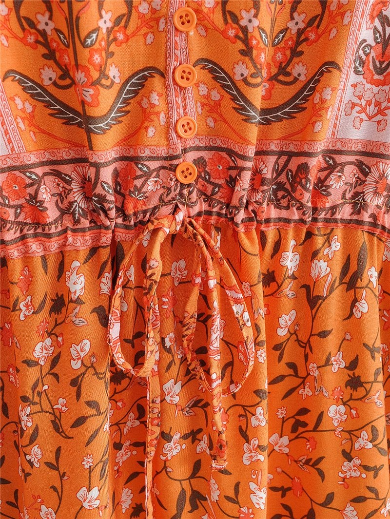 Boho Mini Dress Sundress, Vacation in Orange Saffron – Wild Rose Boho