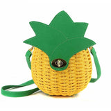 Boho Bag, Woven Straw Bag, Rattan Bag, Yellow Pineapple - Wild Rose Boho
