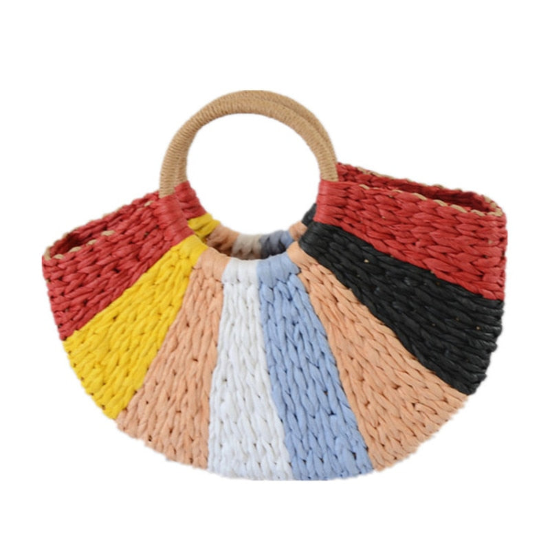 Boho Bag, Woven Rope Handbag, Alba Yellow Blue - Wild Rose Boho