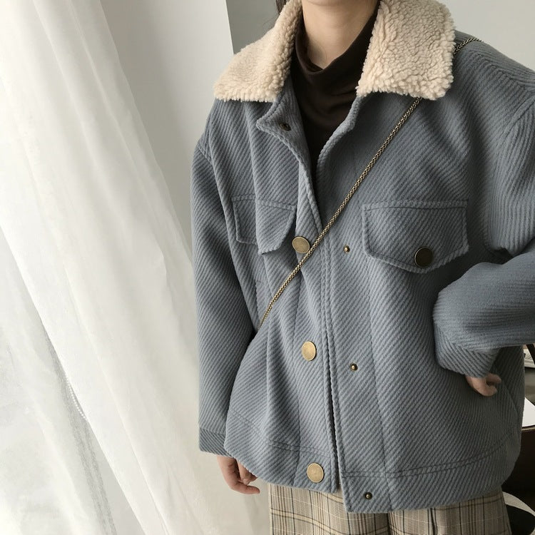 Boho Winter Coat, Fur Coat, Faux Fox Fur, Mayumi in Blue
