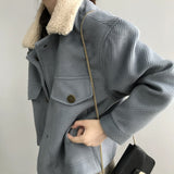 Boho Winter Coat, Fur Coat, Faux Fox Fur, Mayumi in Blue