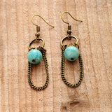 Boho Earrings, Dangle Earrings, Chain Blue Amazonite - Wild Rose Boho